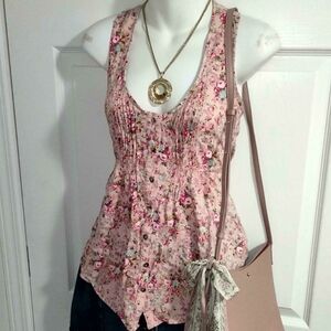 Pink Floral Top, Gold Circle Necklace, & Matching Crossbody Purse Set